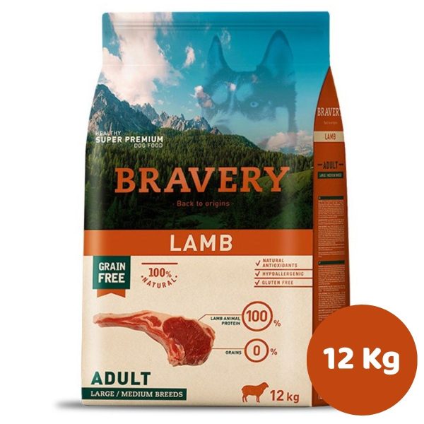 BRAVERY LAMB ADULT LARGE/MEDIUM BREEDS 12KG (ADULTO,CORDERO)