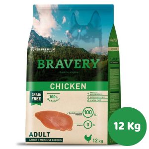 BRAVERY CHIKEN ADULT LARGE/MEDIUM BREEDS 12KG  (PERRO ADULTO, POLLO)