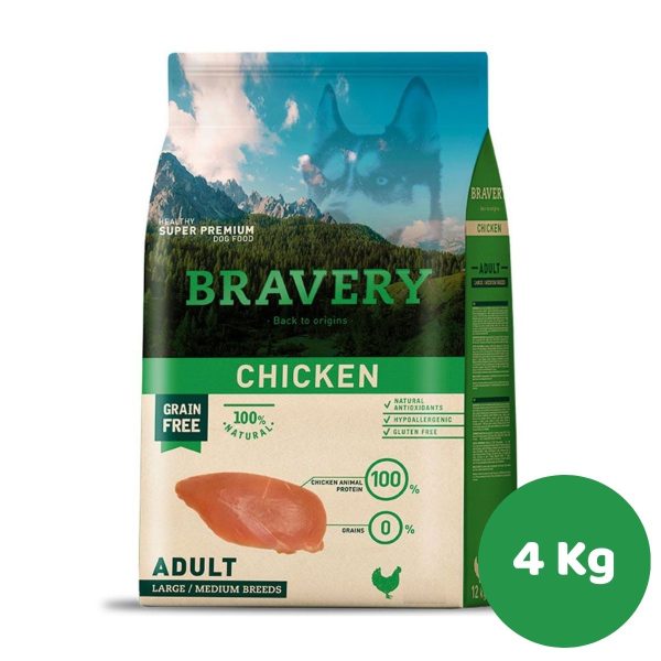 BRAVERY CHICKEN ADULT LARGE/MEDIUM BREEDS 4KG (ADULTO,POLLO)