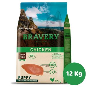 BRAVERY CHIKEN PUPPY LERGE/MEDIUM BREEDS 12KG (CACHORRO,POLLO)
