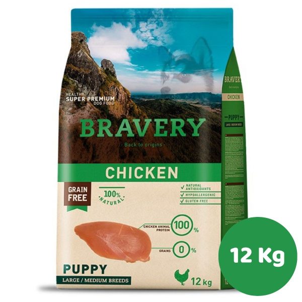 BRAVERY CHIKEN PUPPY LERGE/MEDIUM BREEDS 12KG (CACHORRO,POLLO)