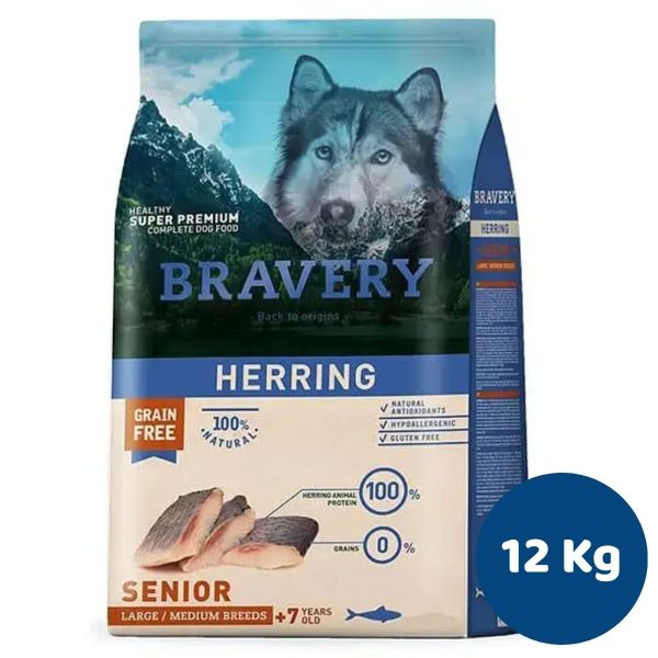 BRAVERY HERRING SENIOR LARGE/MEDIUM BREEDS 12KG (ANCIANOS,PESCADO)